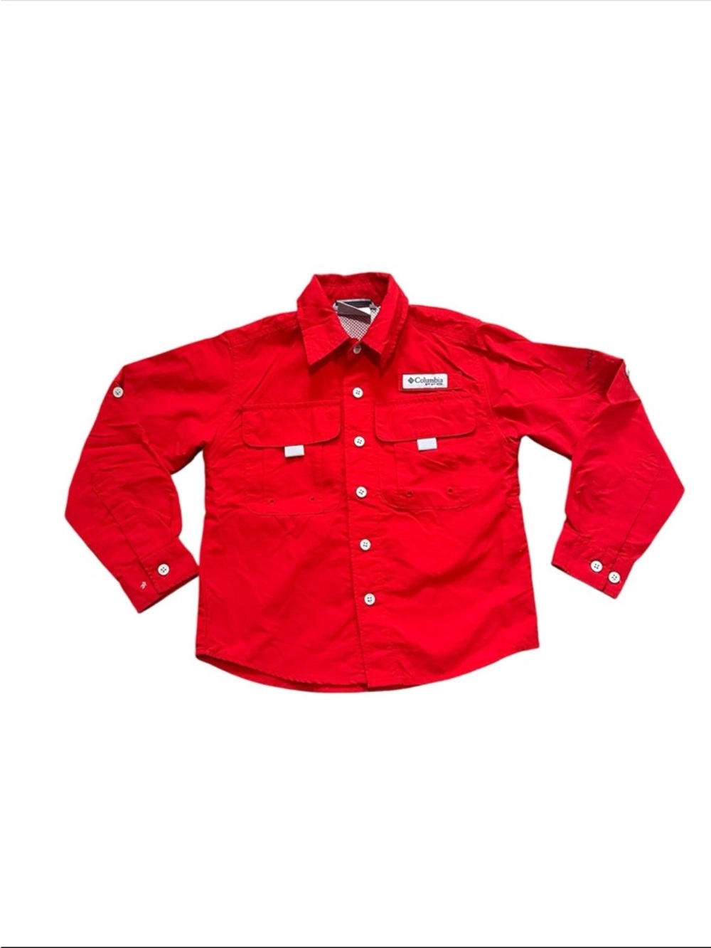 Columbia PFG Youth Boys XXS 4/5 Red Long Sleeve Fishing Omni Shade Shirt